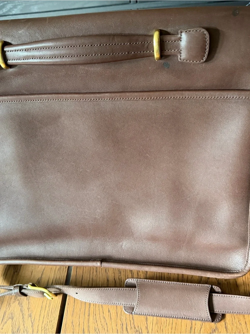 Coach Brown Leather Briefcase with Gold Turn-Lock